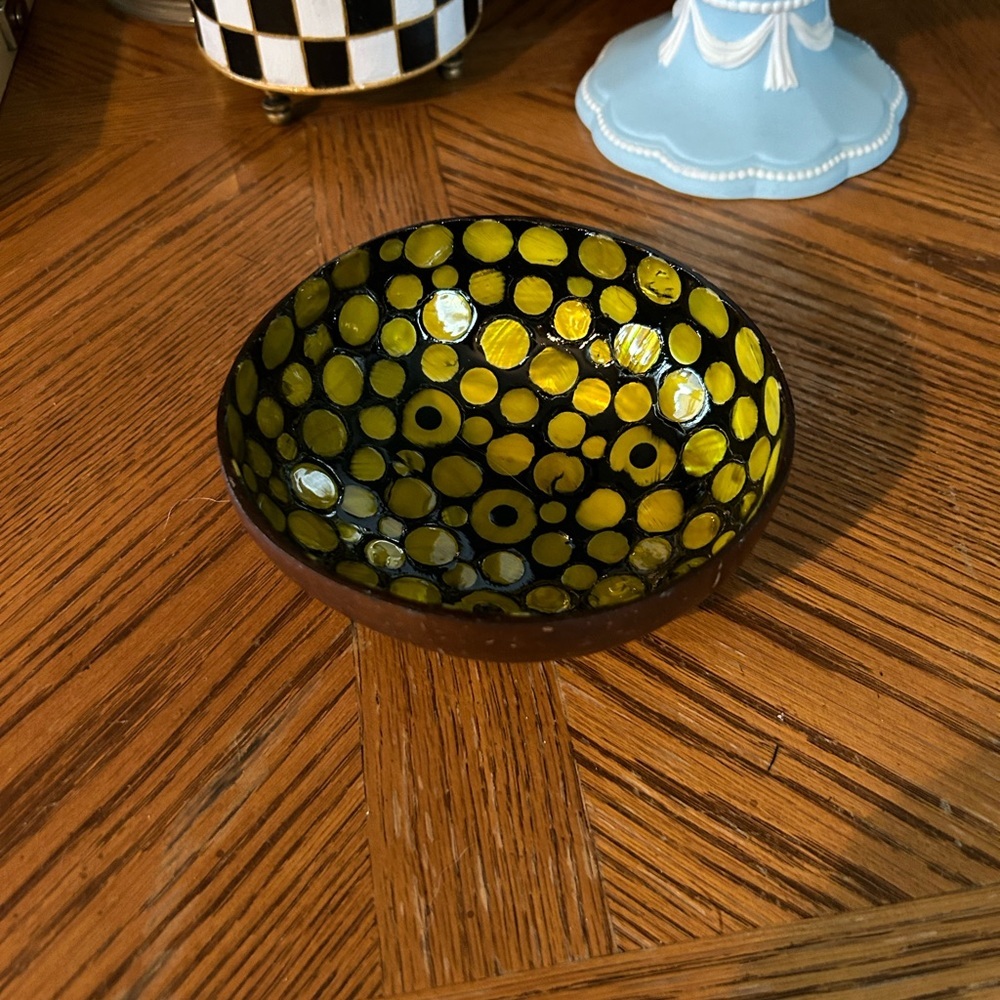 Vintage MOP Inlaid Coconut Bowl